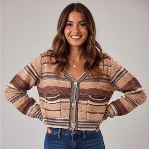 Striped Brown and Tan Women's Sweater